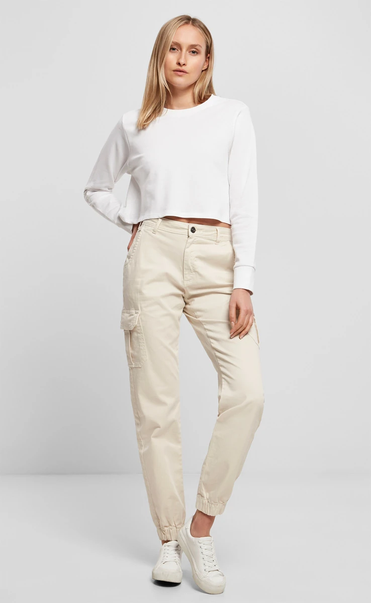 Build Your Brand Ladies Terry Cropped Crew