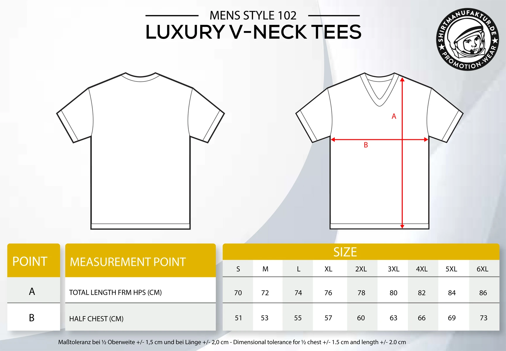 HRM Mens Luxury V-Neck Tee