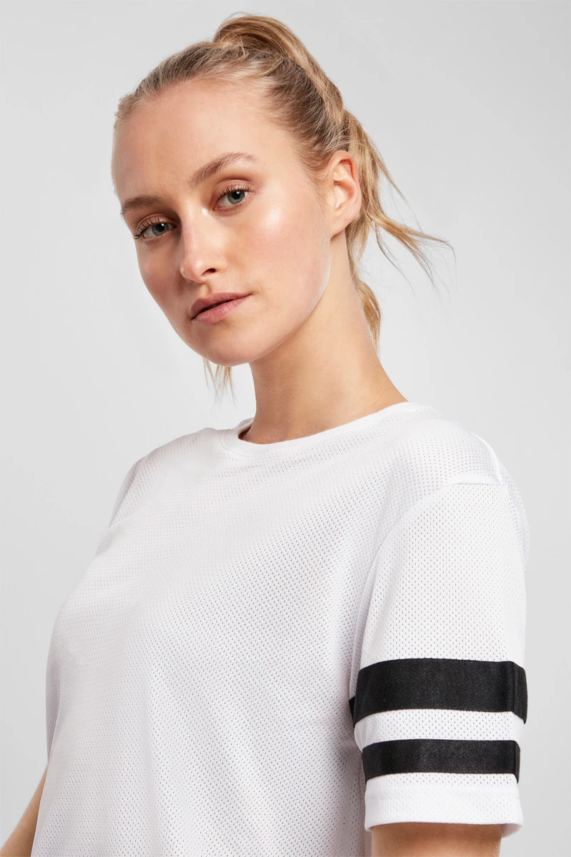 Build Your Brand Ladies Mesh Stripe Tee