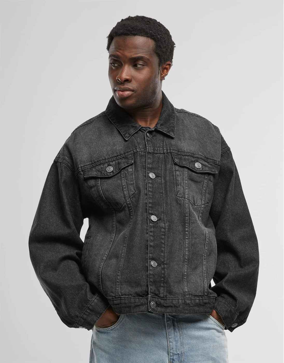 Build Your Brand Heavy Ounce Boxy Denim Jacket