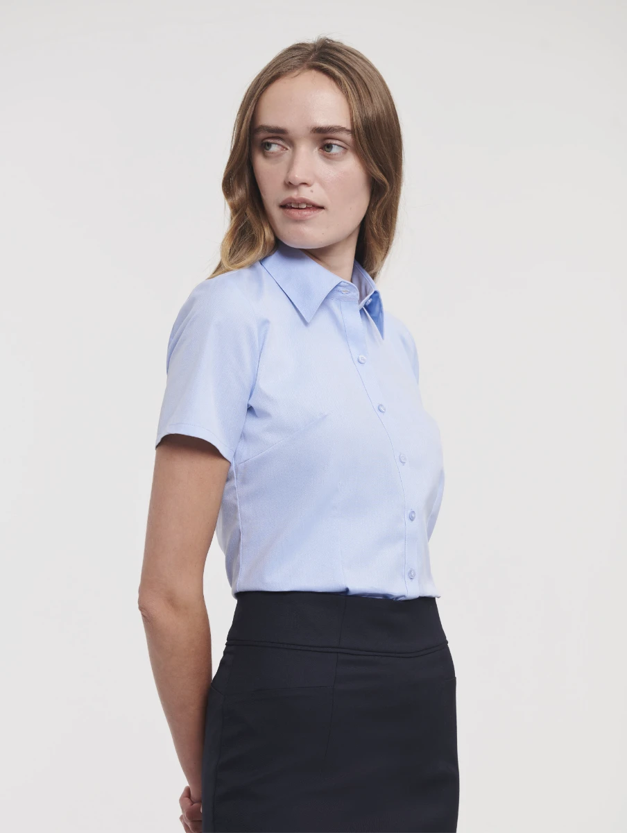Russell Ladies Short Sleeve Tailored Herringbone Blouse