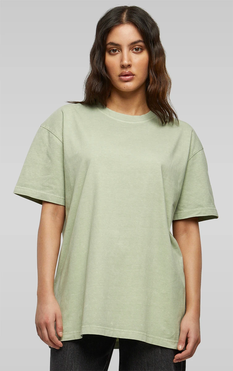 Build Your Brand Ladies Oversized Acid Wash Tee