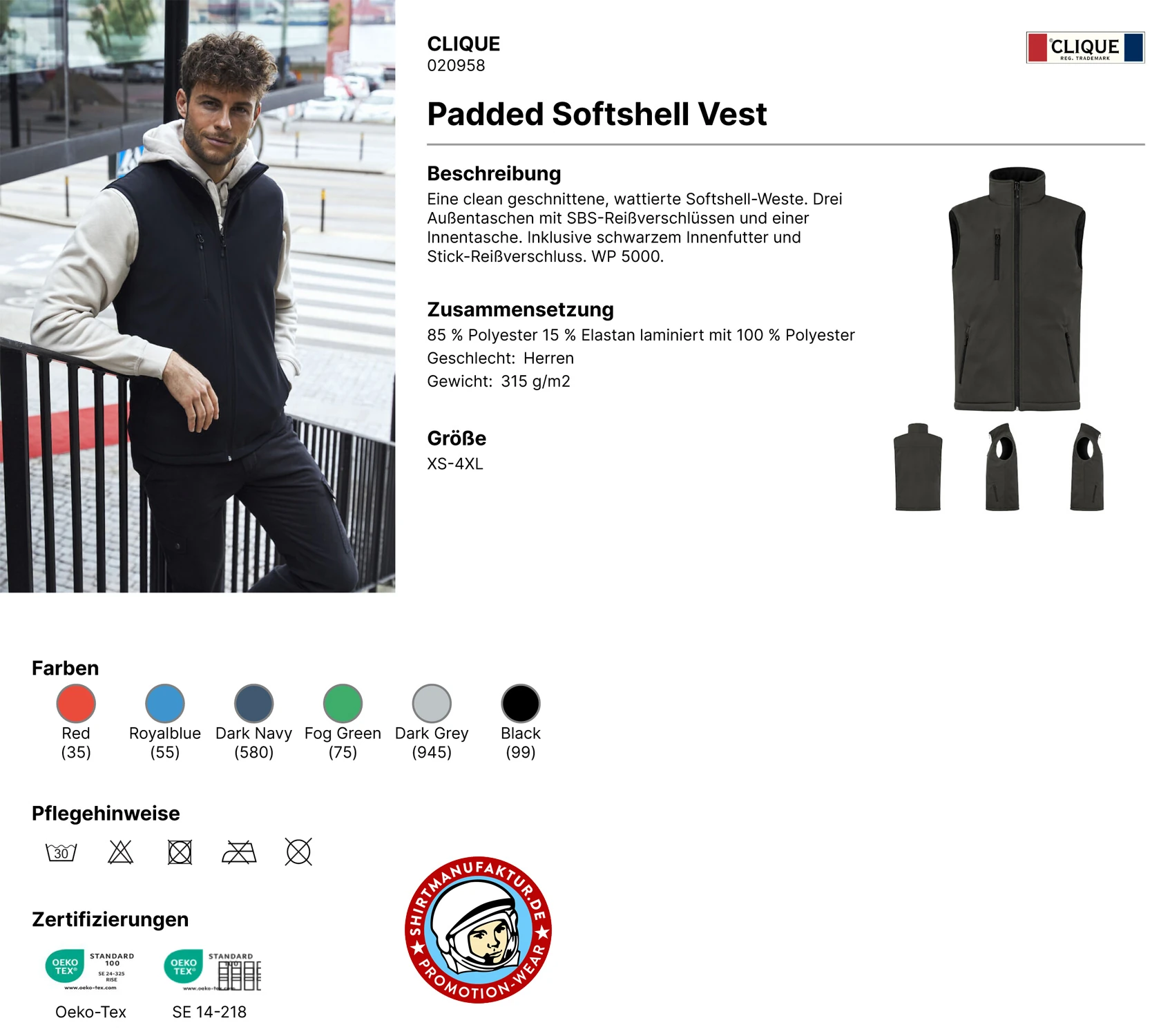 Clique Padded Softshell Vest