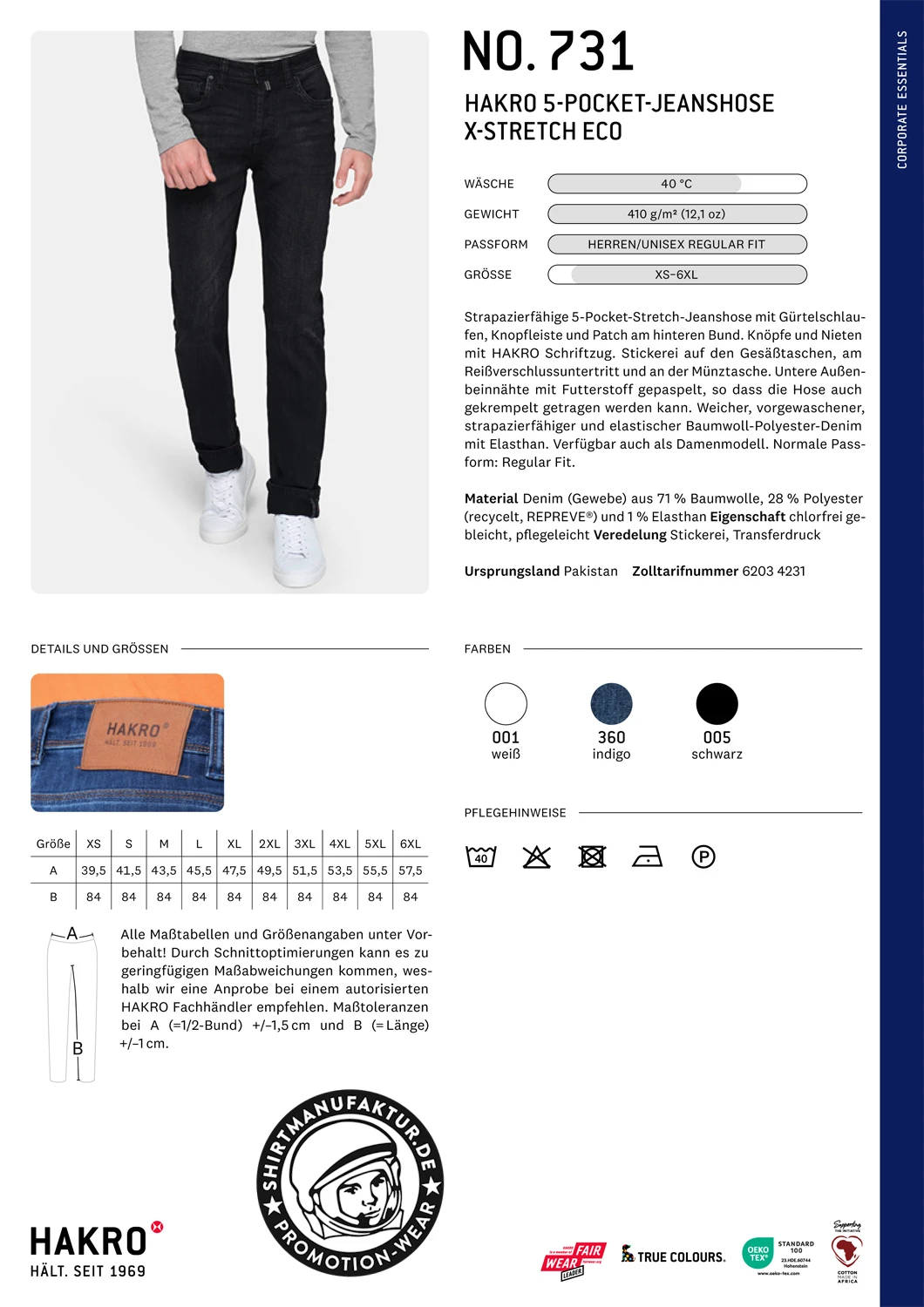 Hakro 5-Pocket-Jeans X-Stretch Eco