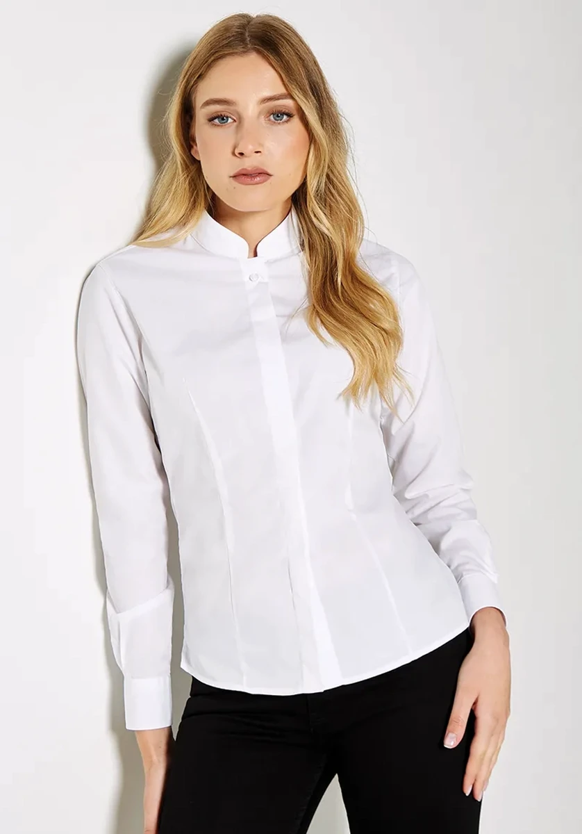 Kustom Kit Womens Mandarin Collar Blouse