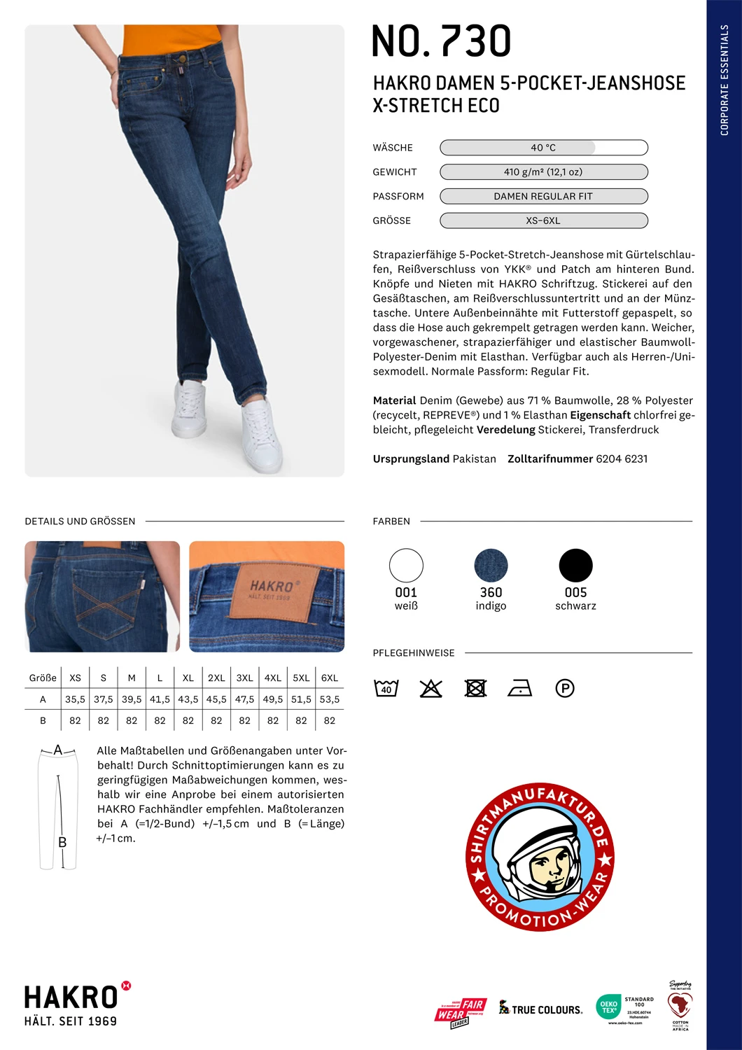 Hakro Ladies 5-Pocket Jeans X-Stretch Eco