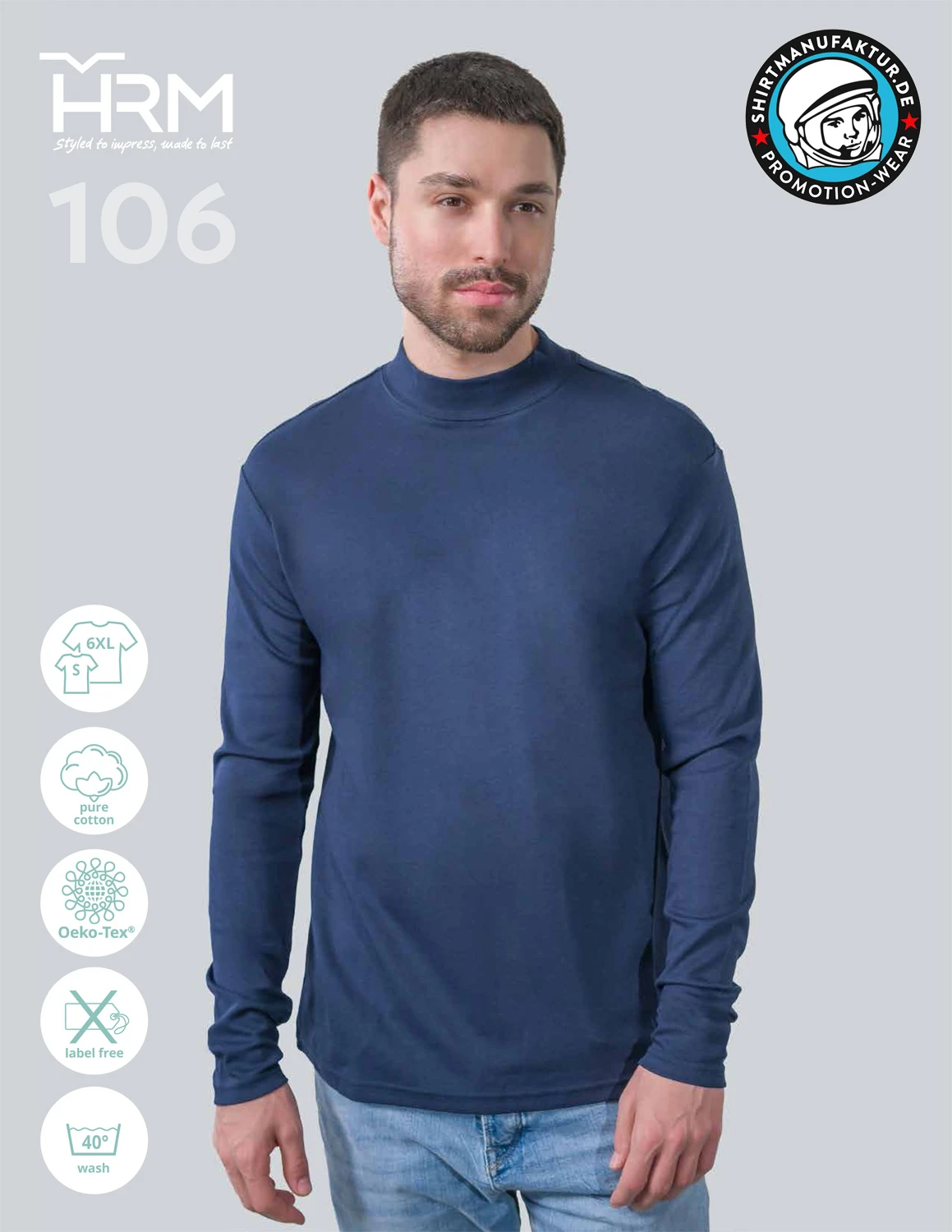 HRM Mens Premium Highneck Longsleeve