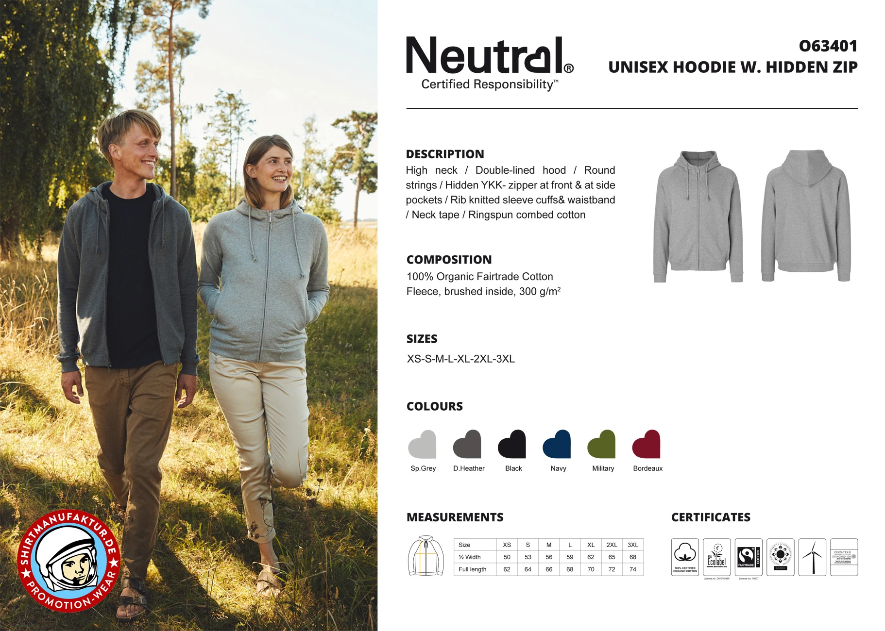 Neutral Unisex Hoodie Hidden Zip Neutral Unisex Hoodie Hidden Zip