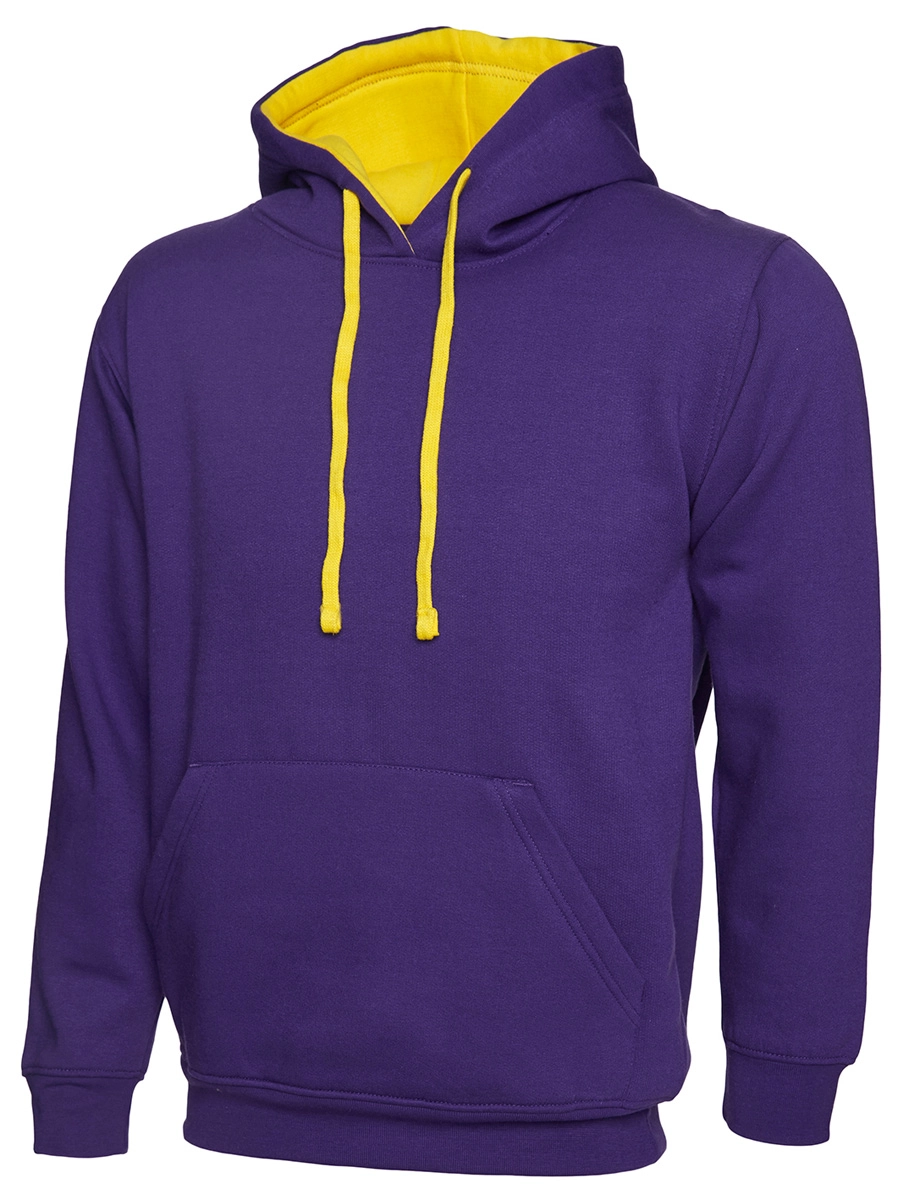 Uneek Contrast Hooded Sweatshirt