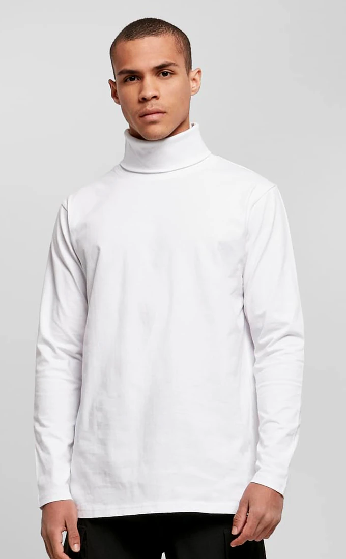 Build Your Brand, Turtleneck Longsleeve BY178, weiss
