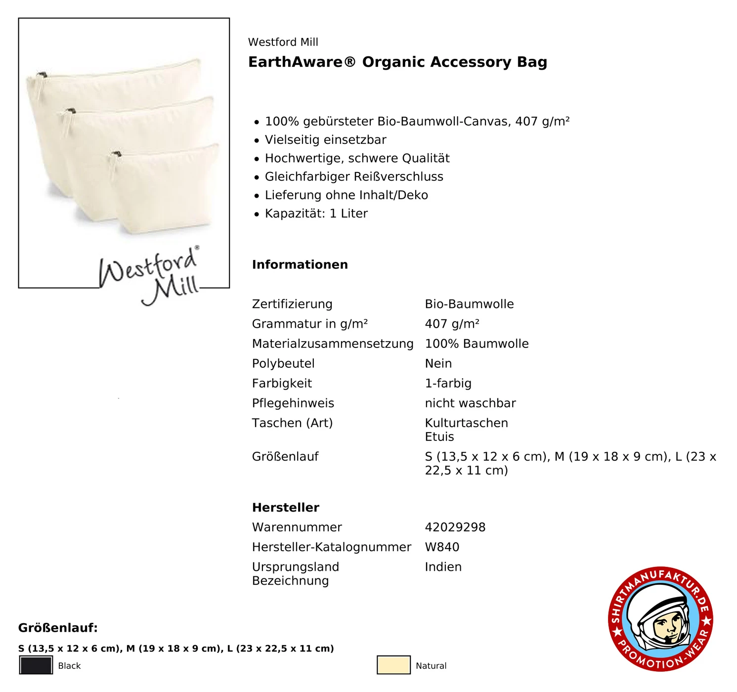 Westford Mill EarthAware Organic Accessory Bag