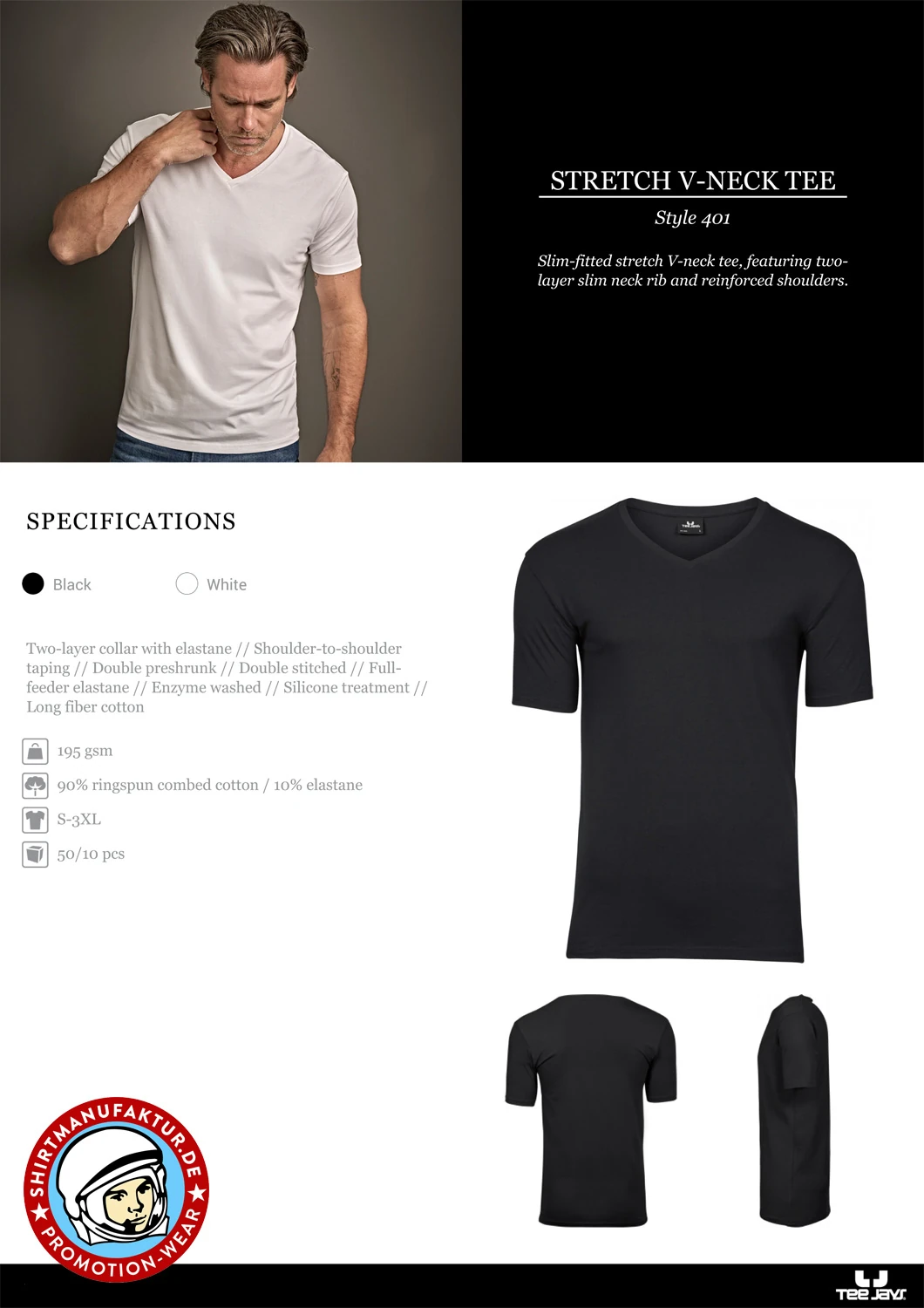 Tee Jays Stretch V-Neck Tee