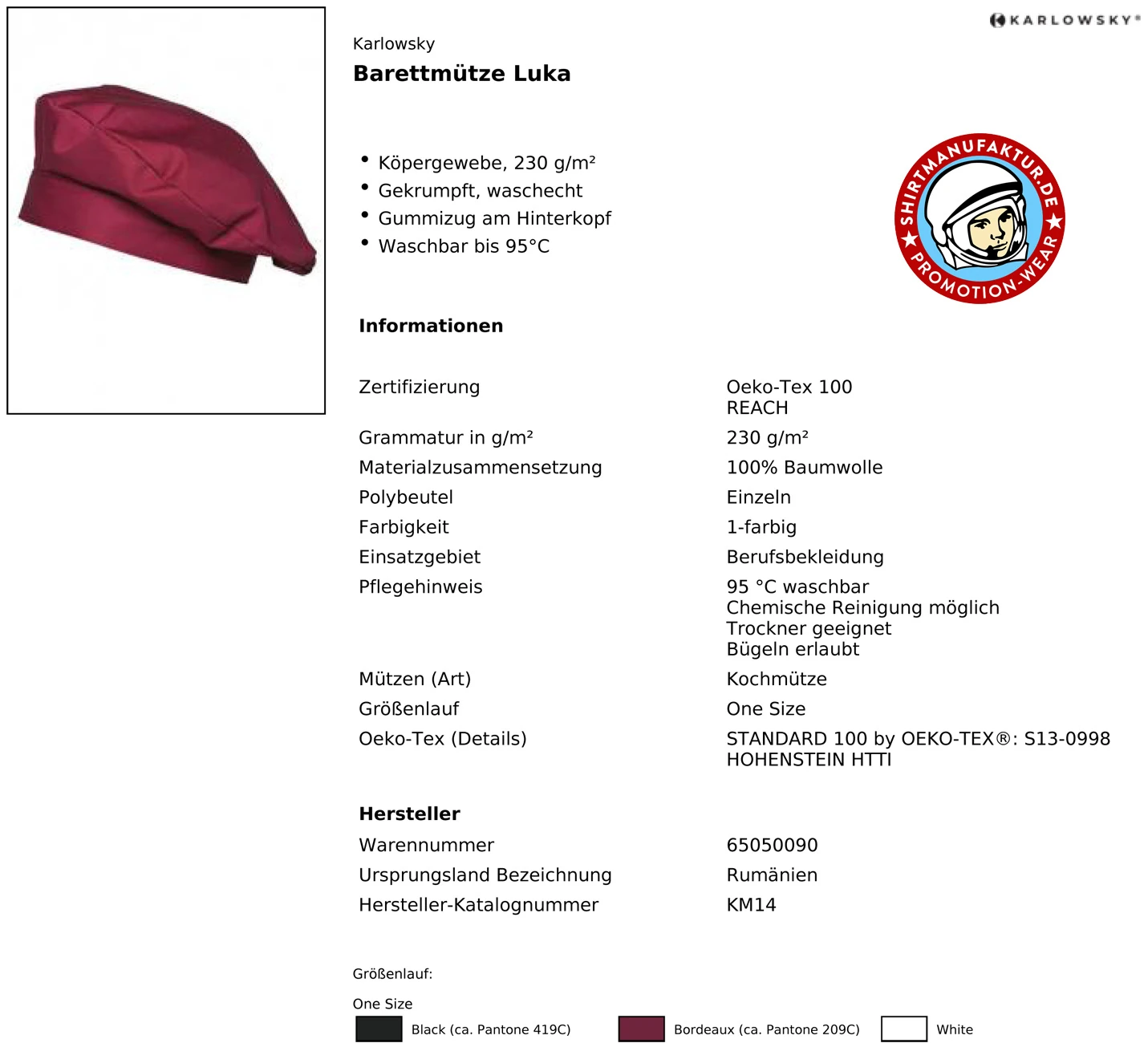 Karlowsky Barettmütze Luka