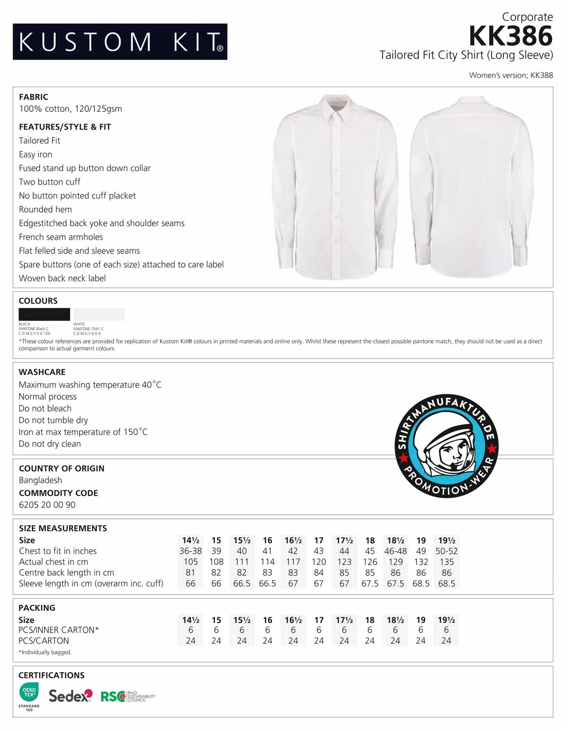 Kustom Kit City Shirt Longsleeve