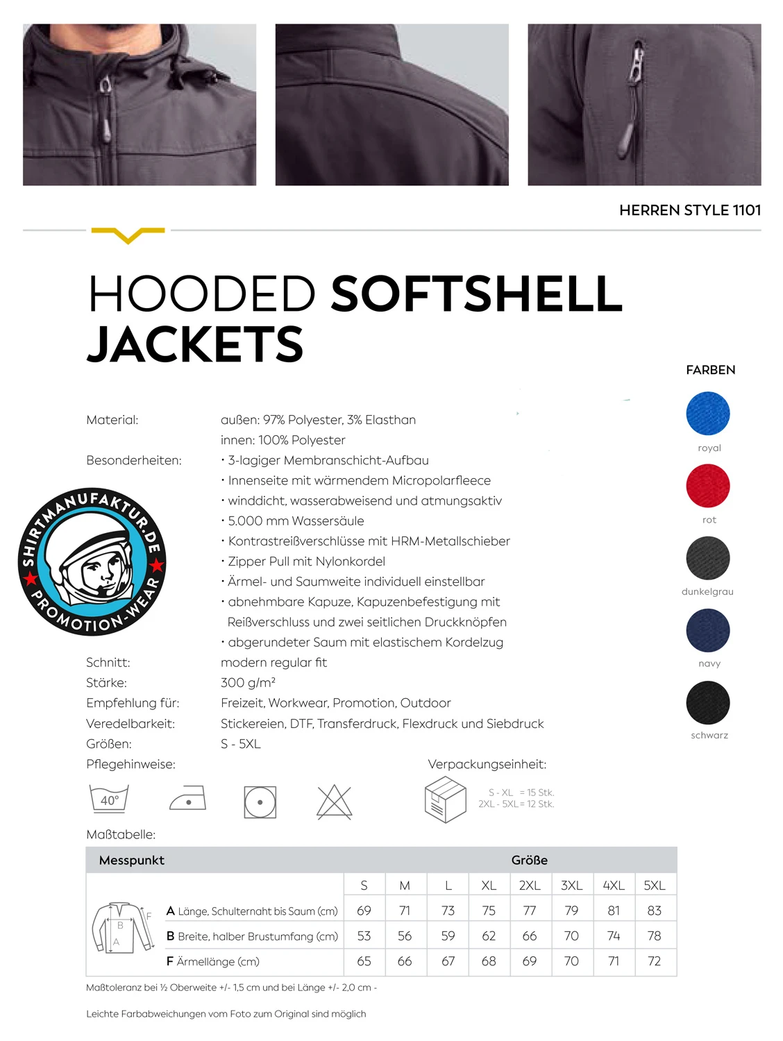 HRM Mens Hooded Softshell Jacket