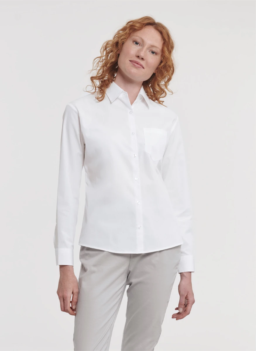 Russell Ladies Pure Cotton Longsleeve Poplin Blouse