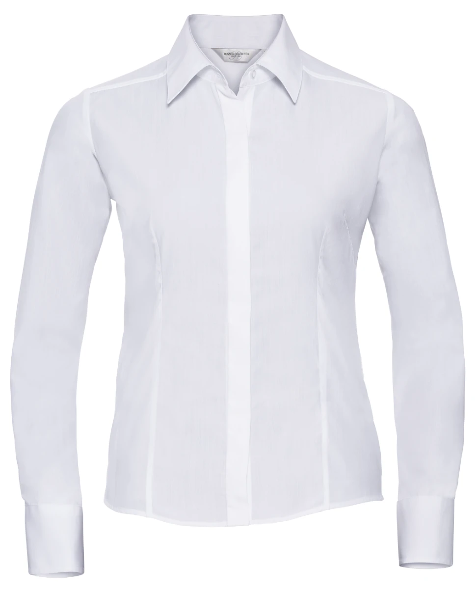Russell Ladies Poly-Cotton Fitted Longsleeve Poplin Blouse