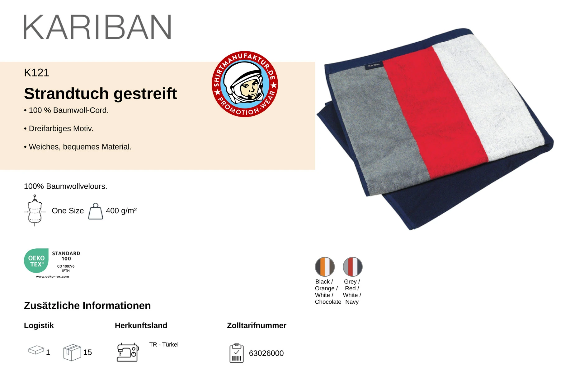 Kariban Strandtuch gestreift