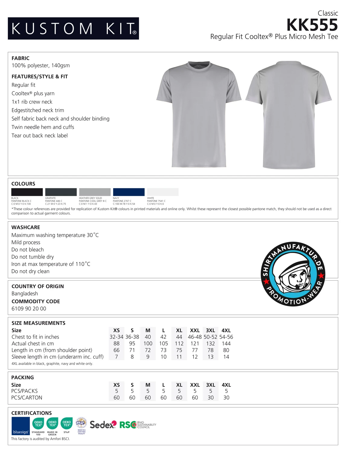 Kustom Kit Cooltex Plus Micro Mesh Tee