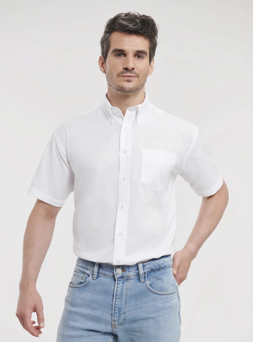 Russell Mens Short Sleeve Oxford Shirt