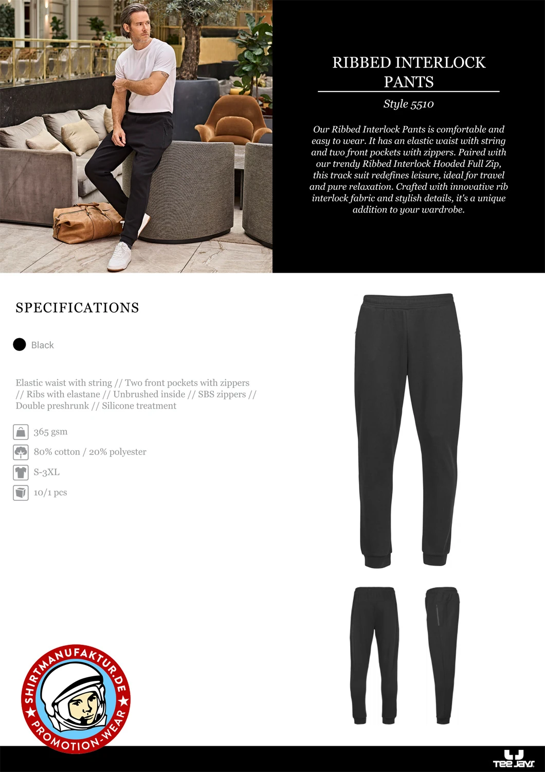 Tee Jays Ribbed Interlock Pants