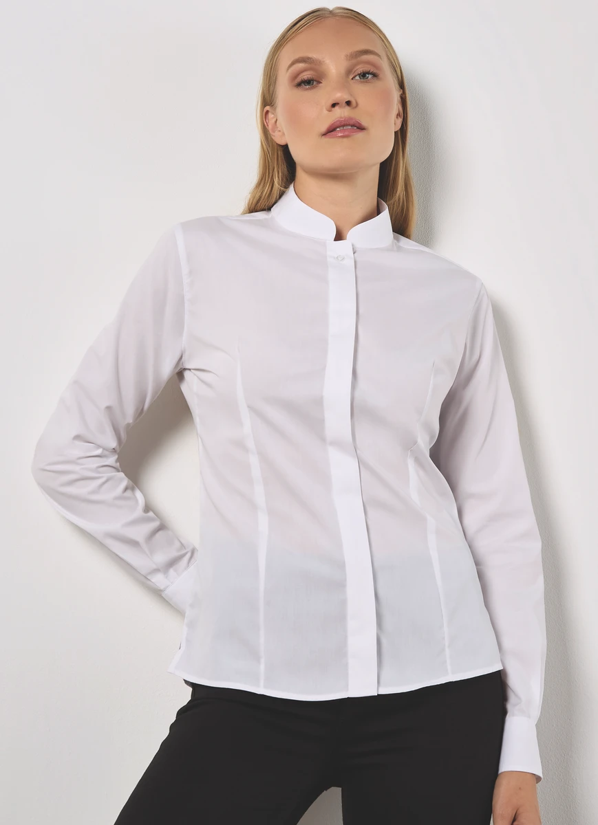 Kustom Kit Womens Mandarin Collar Blouse