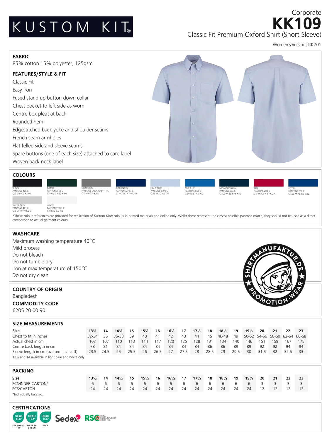 Kustom Kit Premium Oxford Shirt