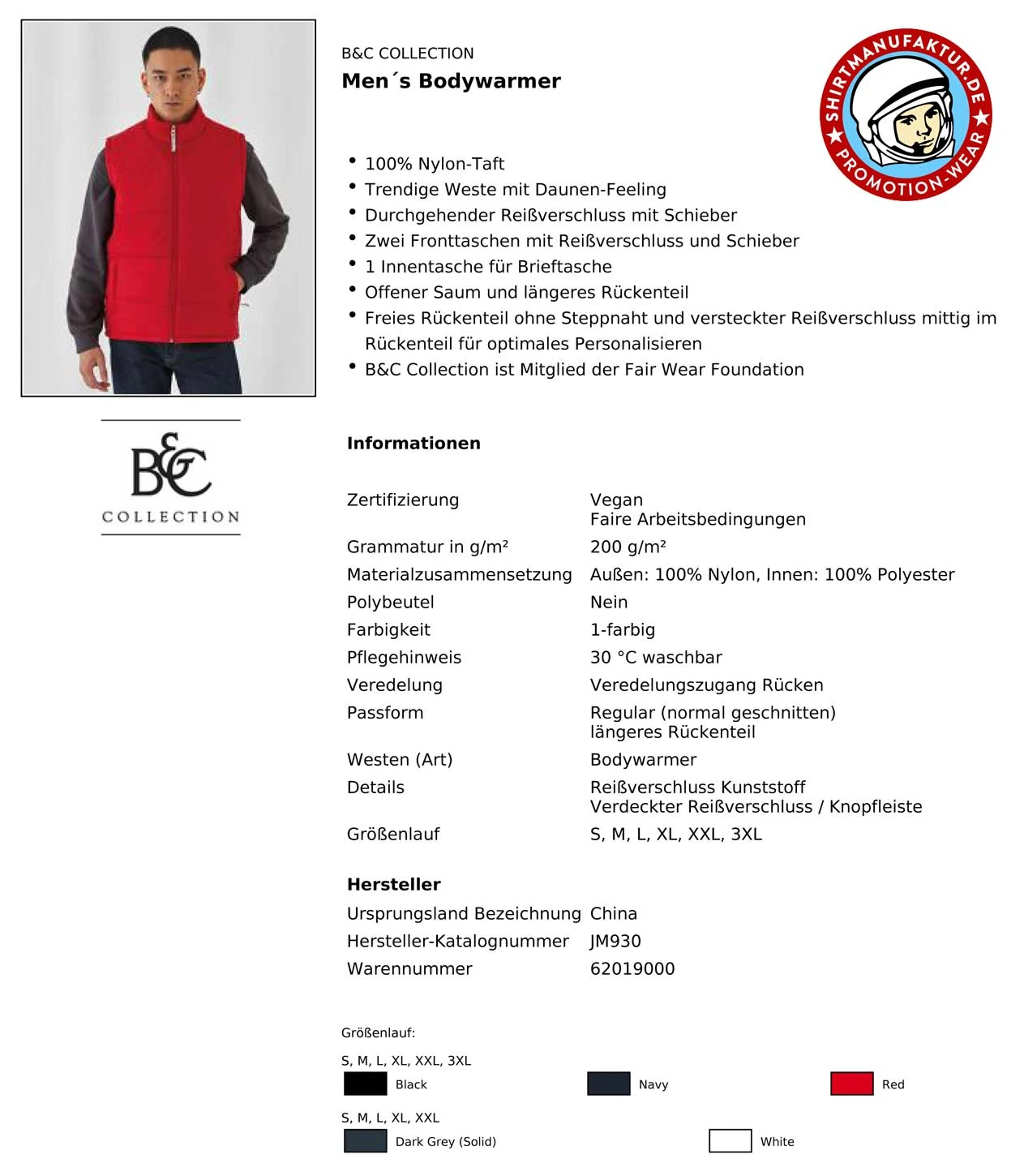 B&C Mens Bodywarmer