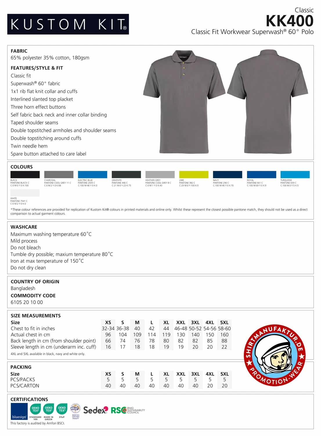 Kustom Kit Workwear Polo