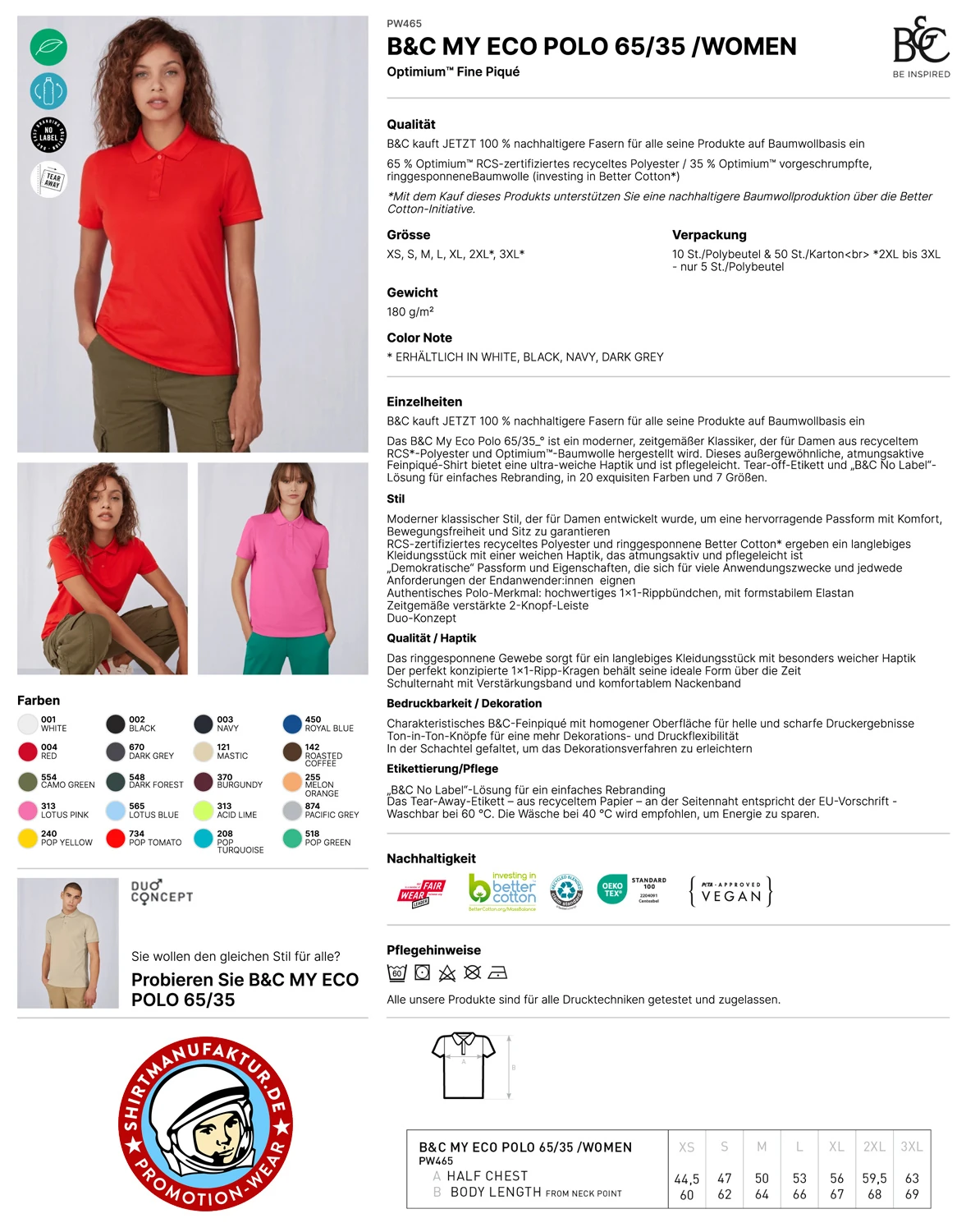 B&C Women My Eco Polo 65/35