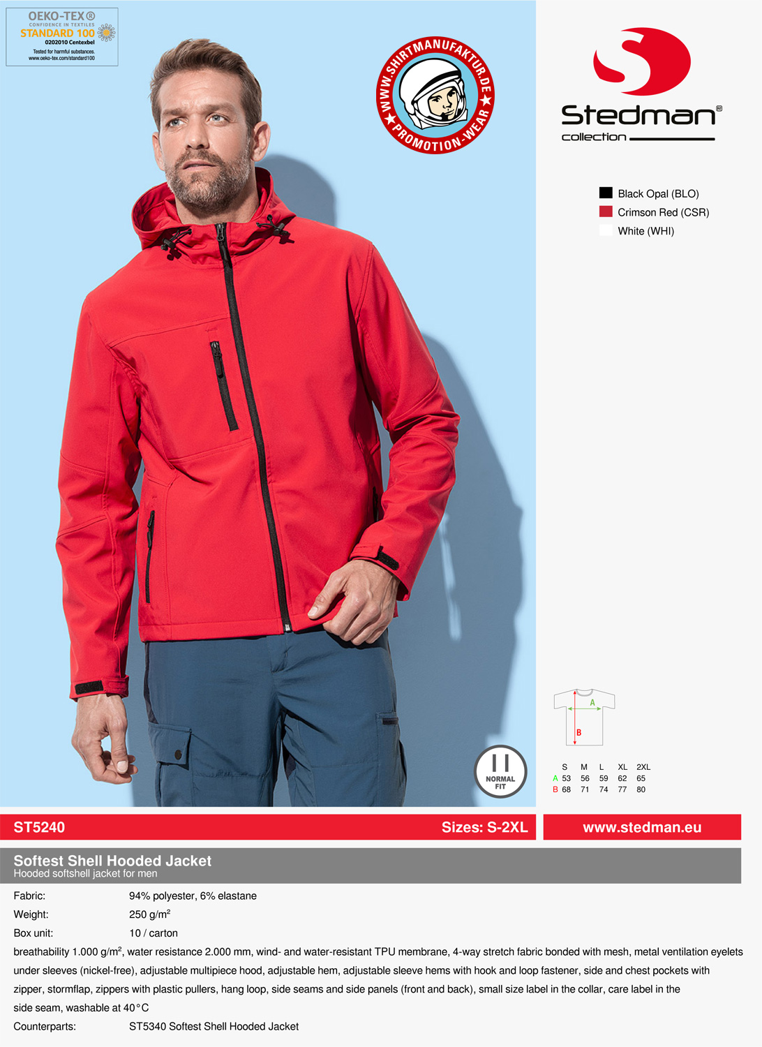 Stedman Softest Shell Hooded Jacket
