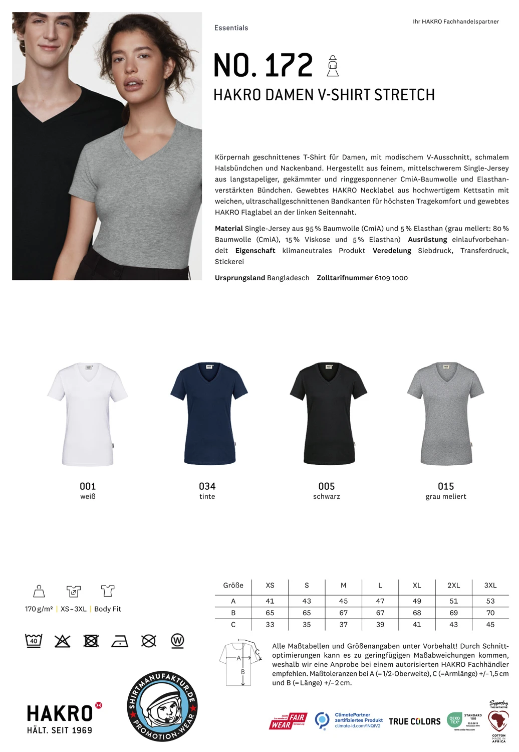 Hakro Ladies V-Shirt Stretch