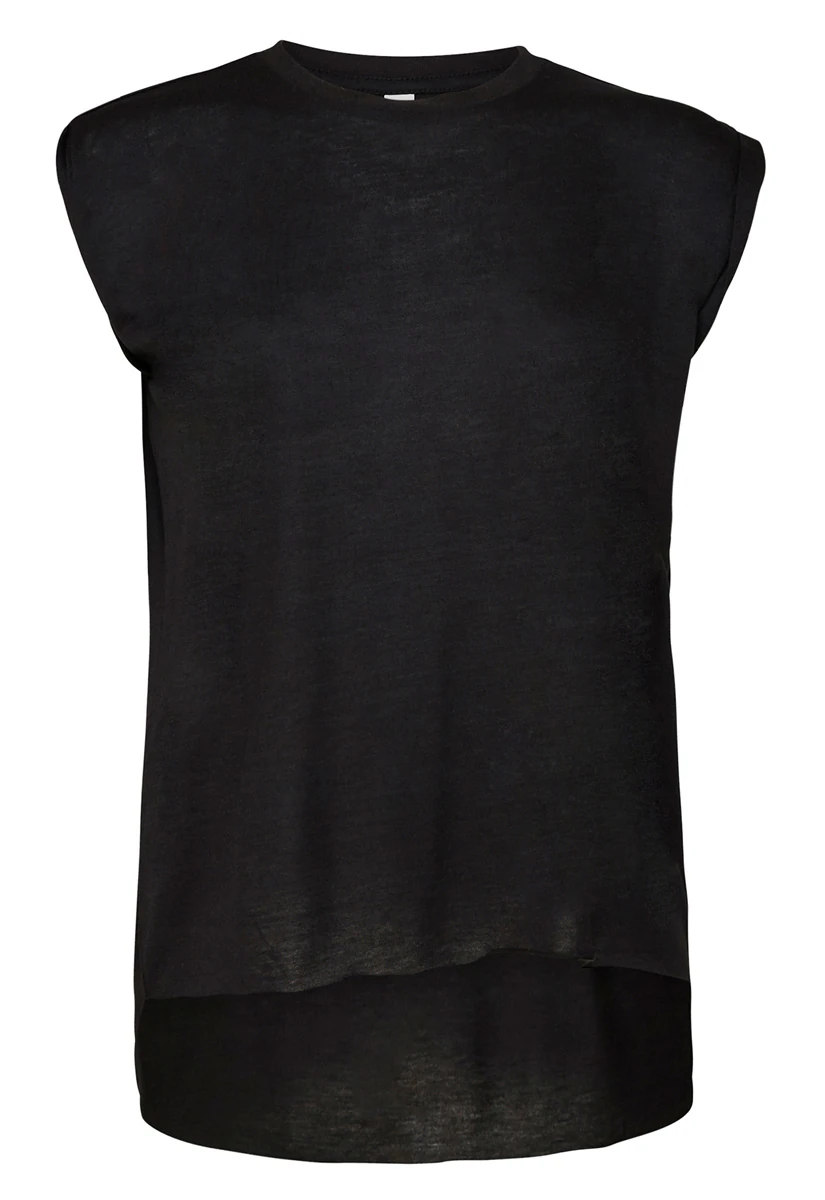 Bella Womens Flowy Muscle Tee With Rolled Cuff