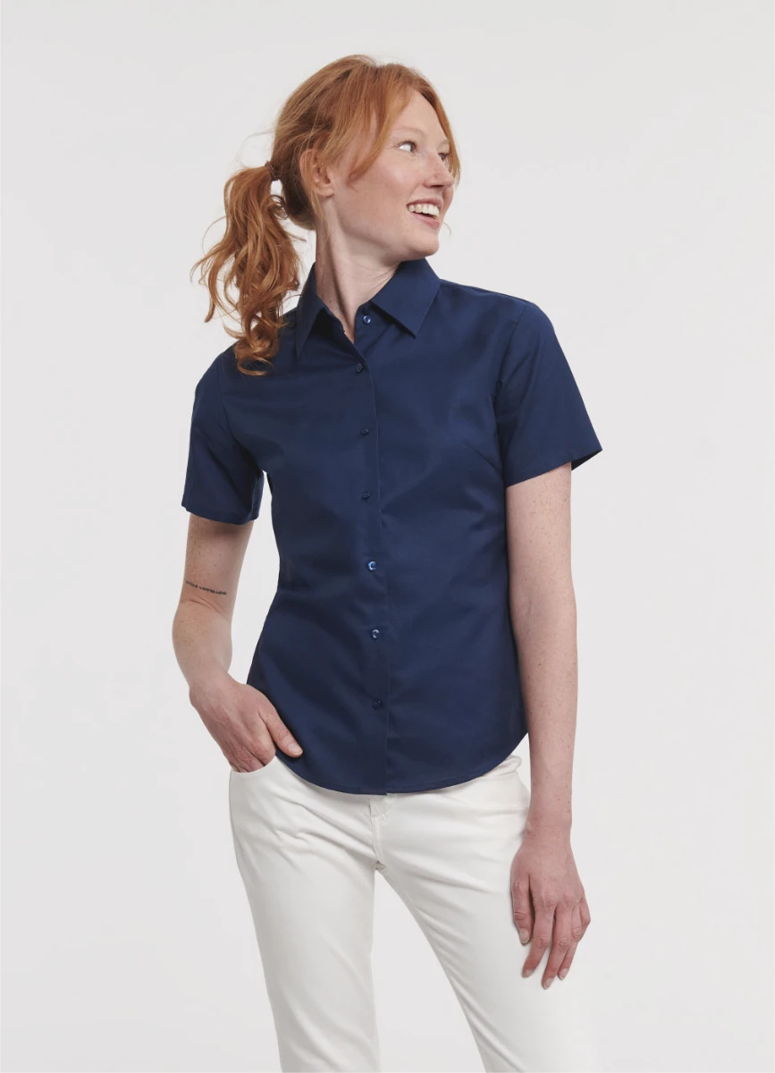 Russell Ladies Short Sleeve Oxford Blouse