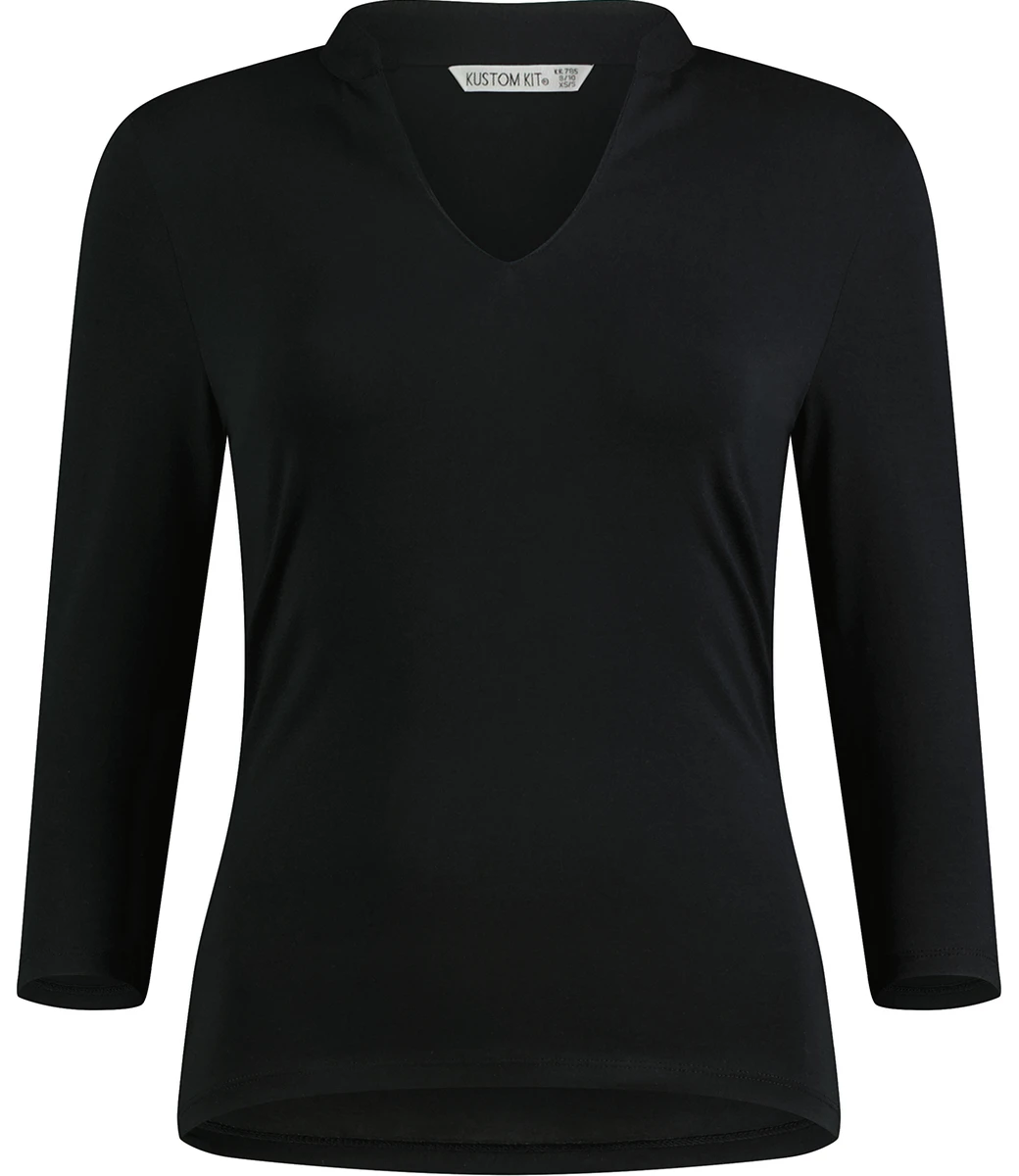 Kustom Kit Womens Mandarin Collar Top 3/4 Sleeve