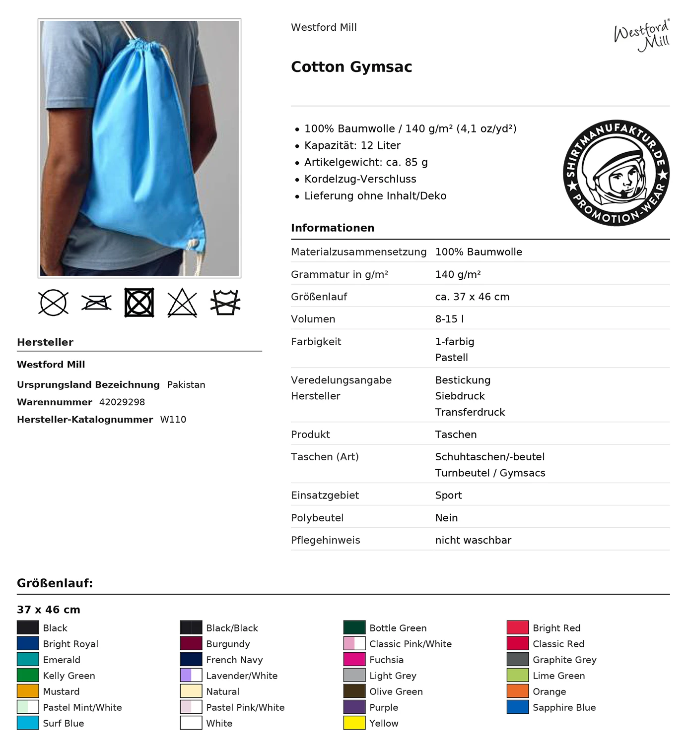 Westford Mill Cotton Gymsac