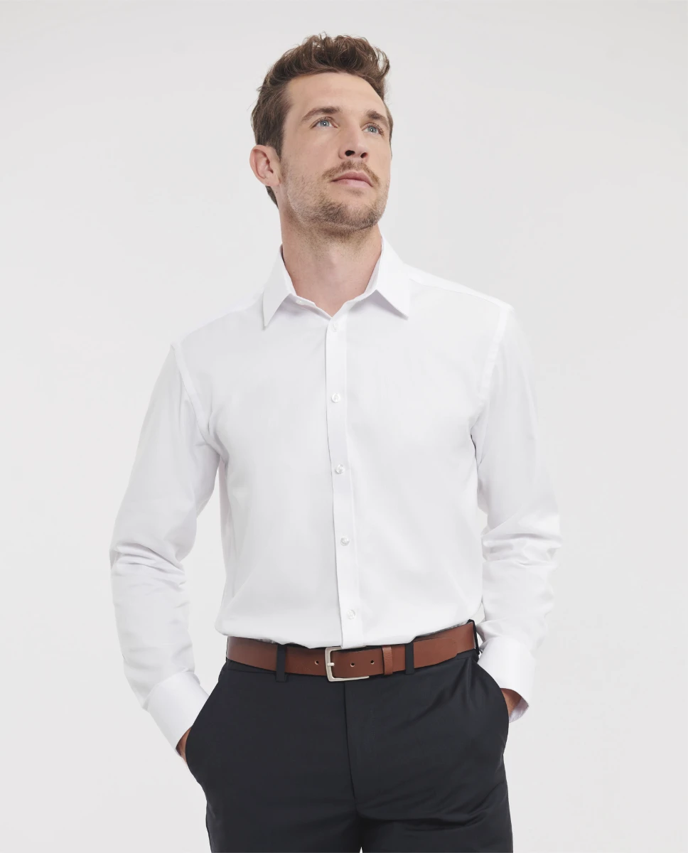 Russell Mens Longsleeve Herringbone Shirt