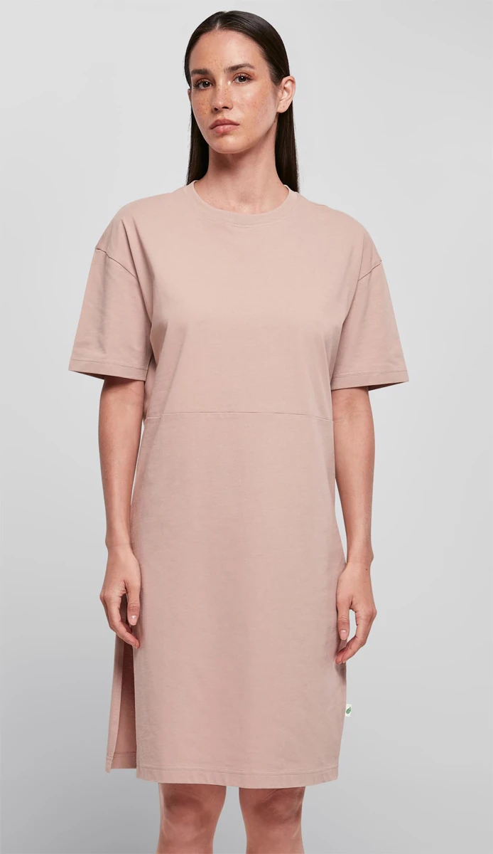 Build Your Brand Ladies Organic Oversized Slit Tee Dress
