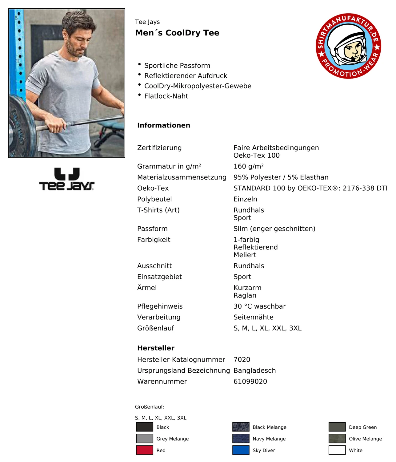 Tee Jays Mens CoolDry Tee