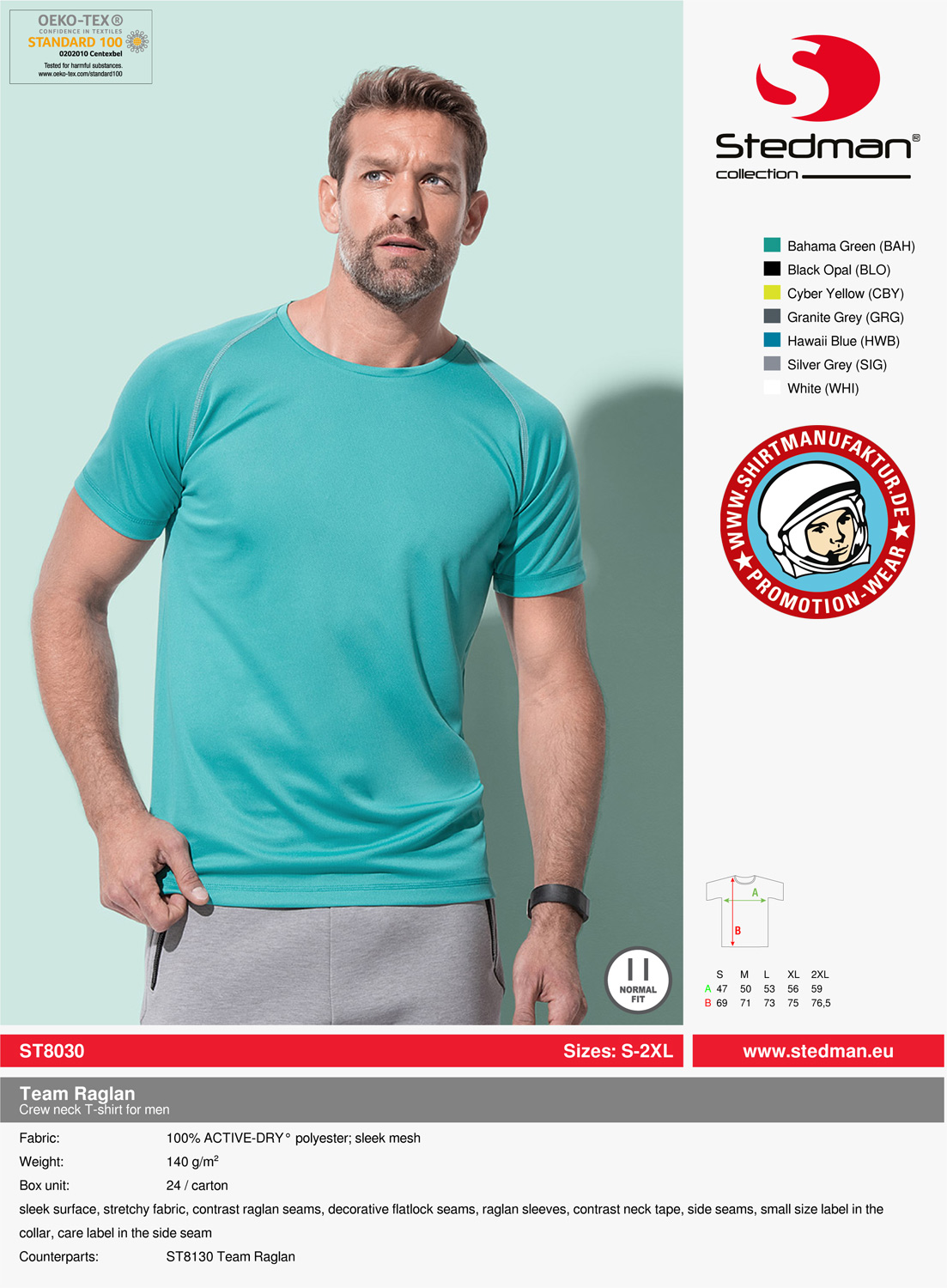 Stedman Active 140 Team Raglan T-Shirt