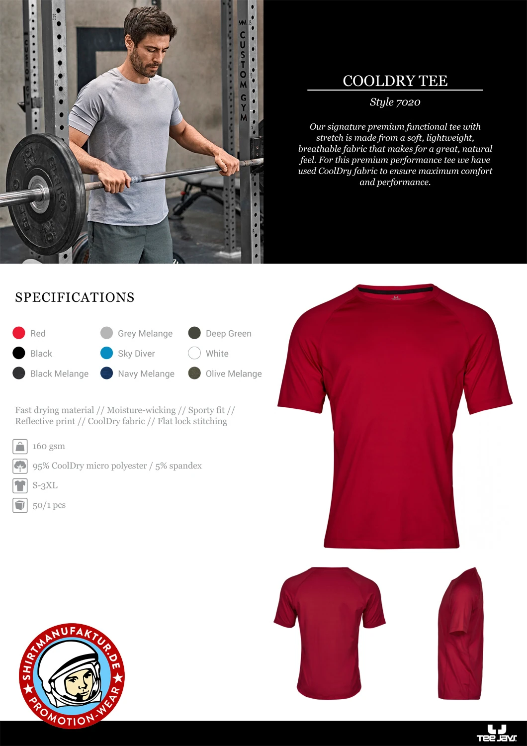 Tee Jays Mens CoolDry Tee
