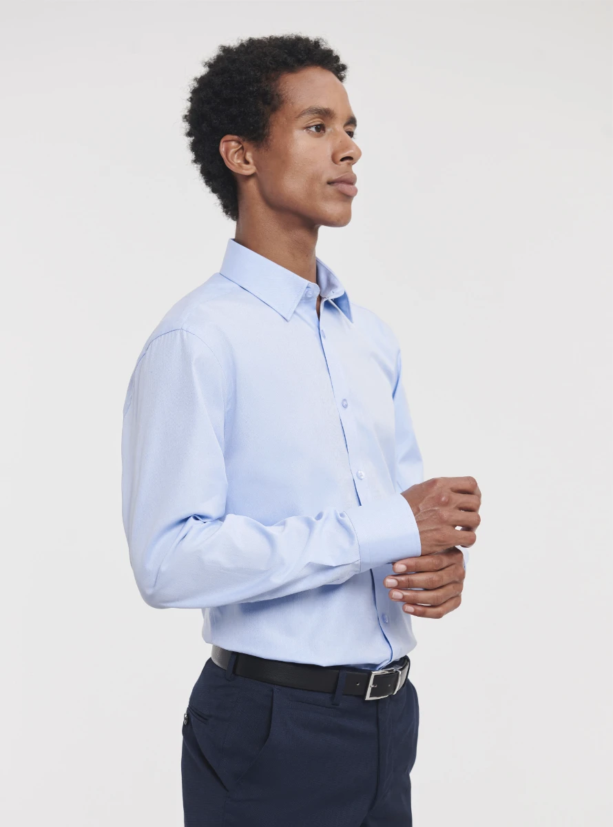 Russell Mens Longsleeve Herringbone Shirt