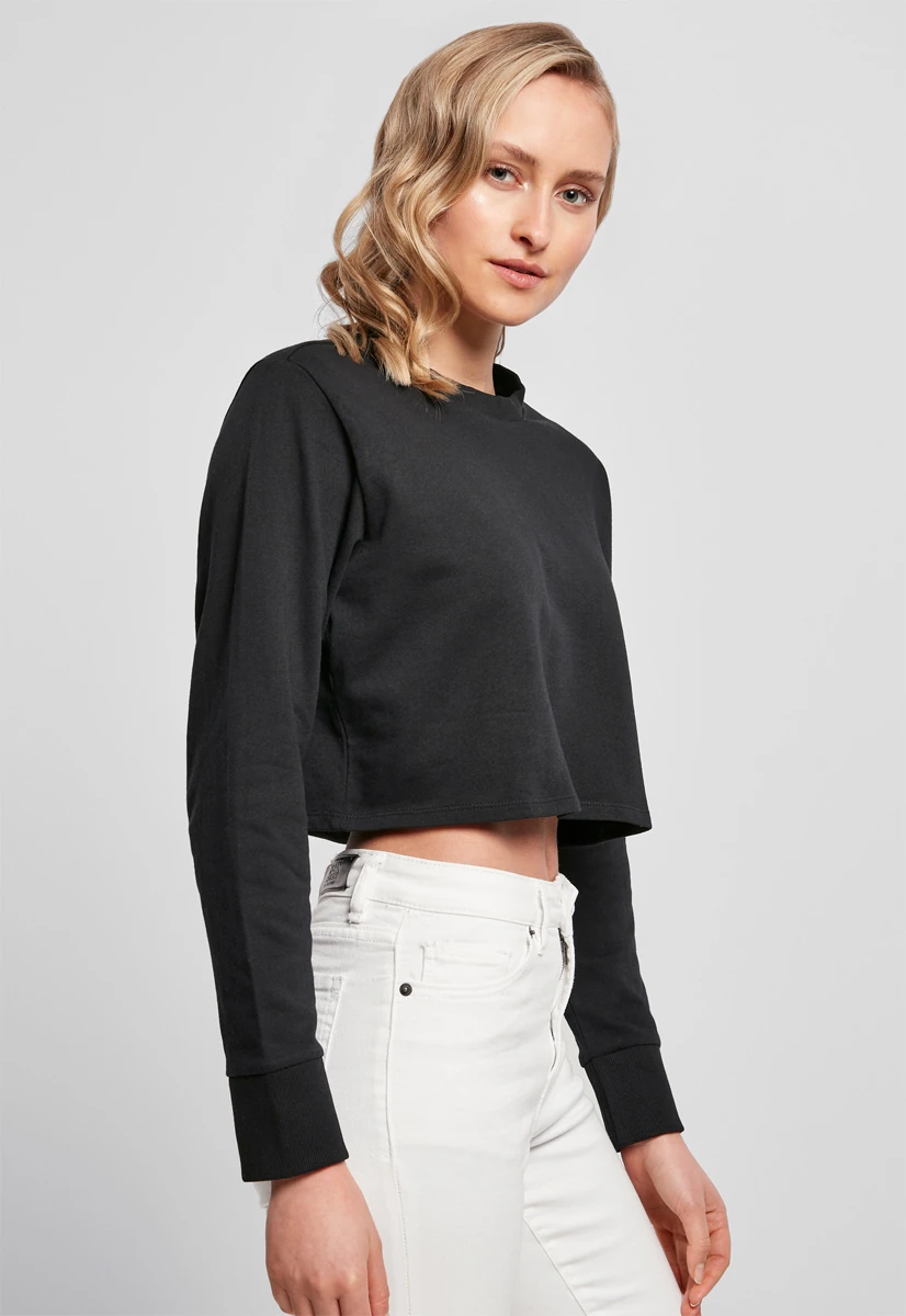 Build Your Brand Ladies Terry Cropped Crew