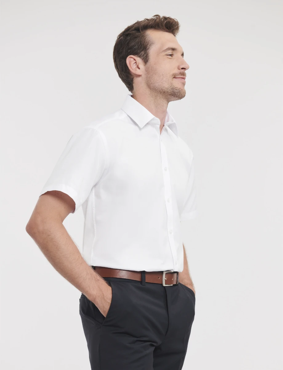 Russell Mens Short Sleeve Tailored Herringbone Shirt