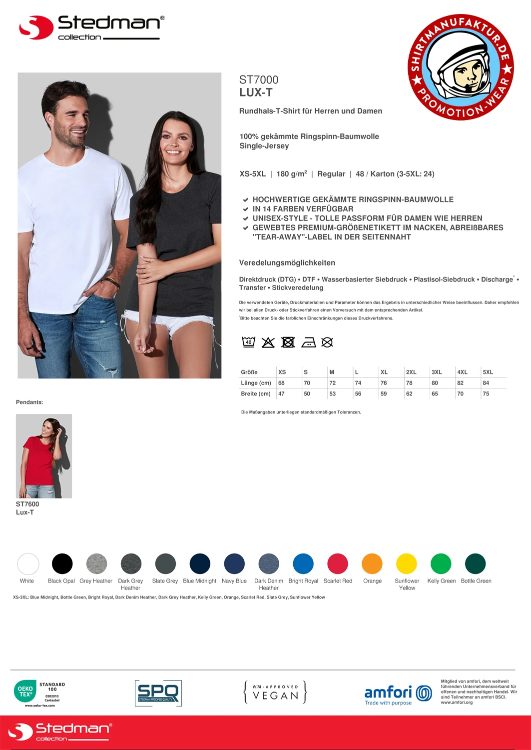 Stedman Unisex Lux T-Shirt