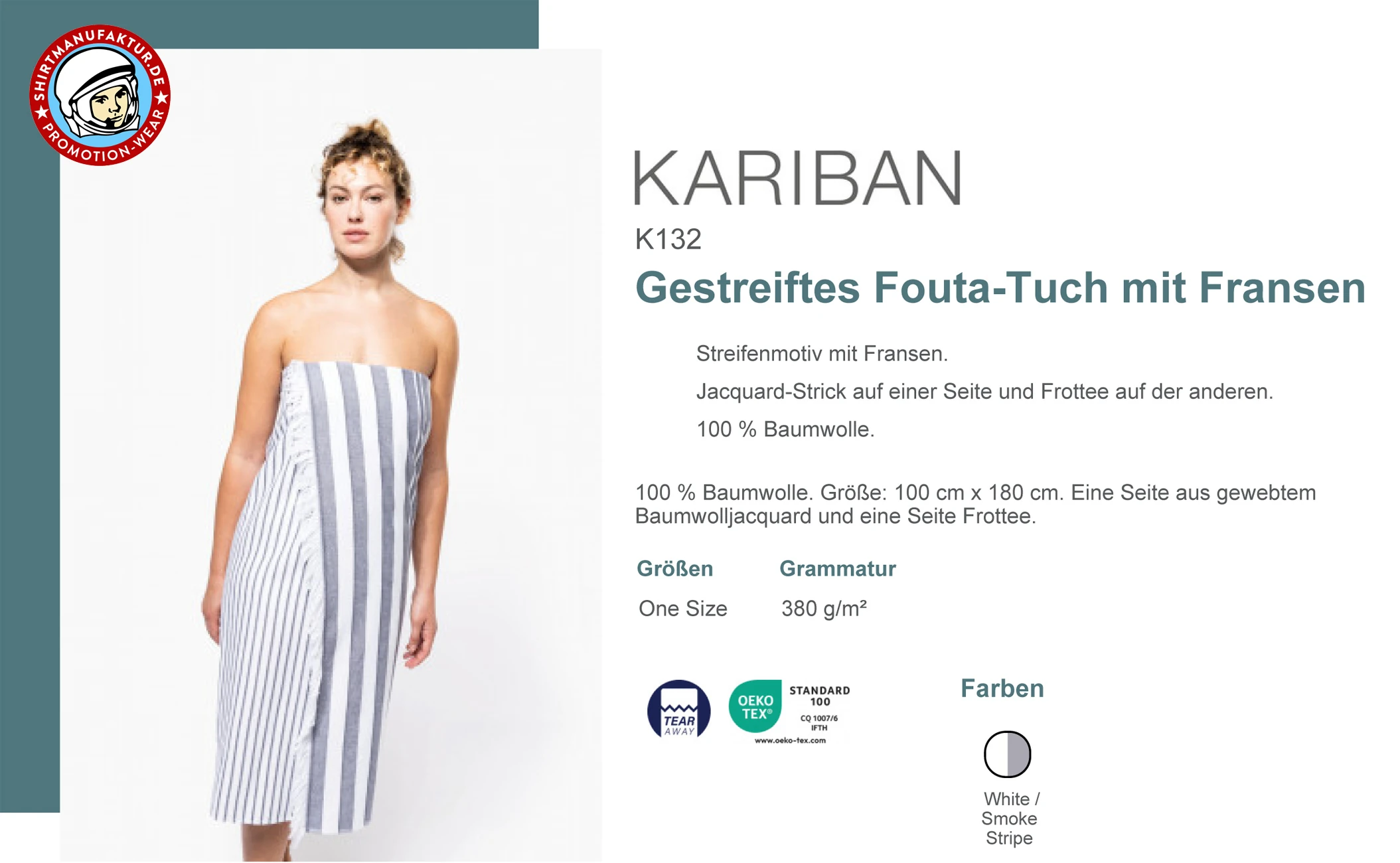 Kariban gestreifte Fouta-Tuch mit Fransen
