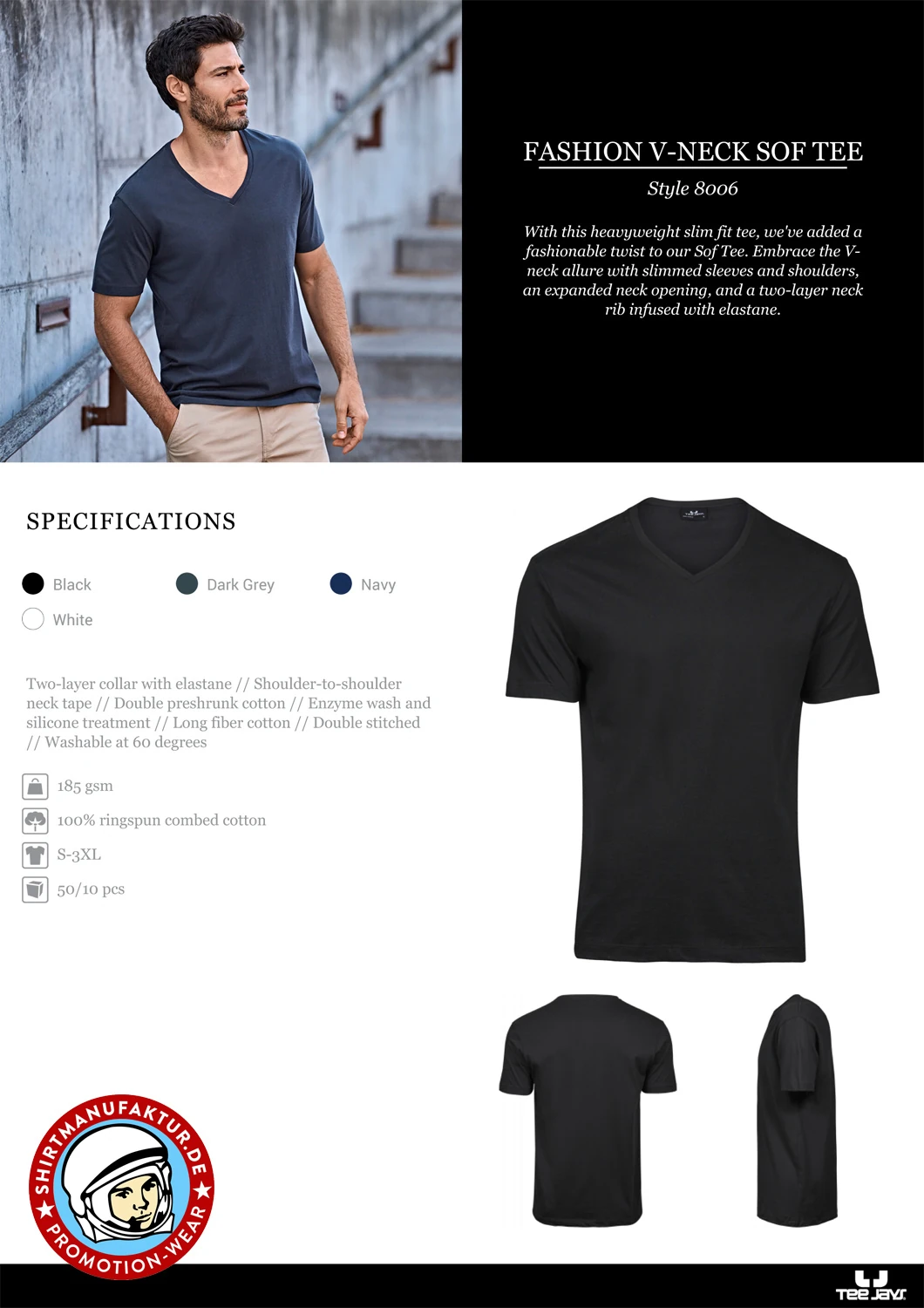 Tee Jays Fashion V-Neck Sof Tee