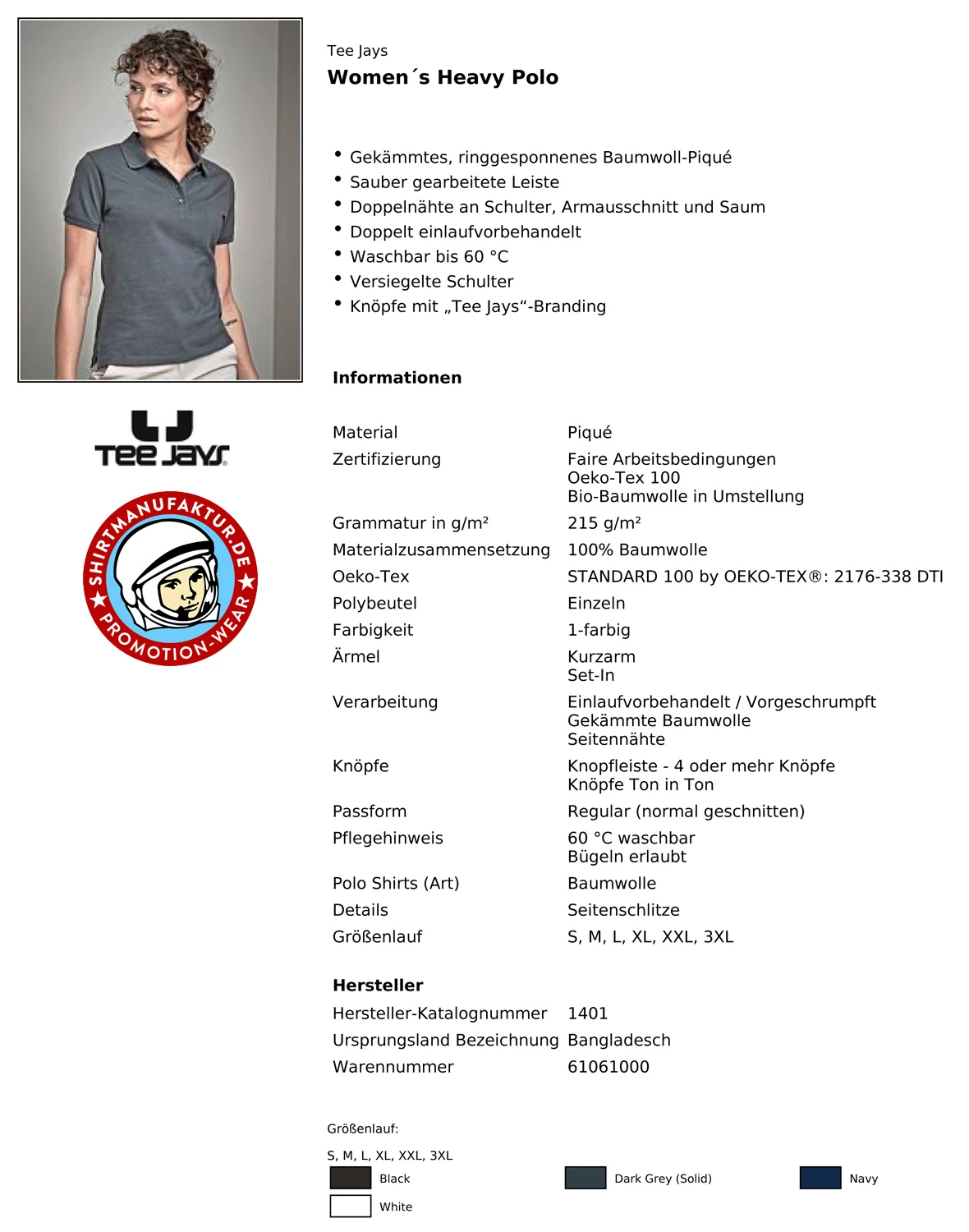 Tee Jays Womens Heavy Polo