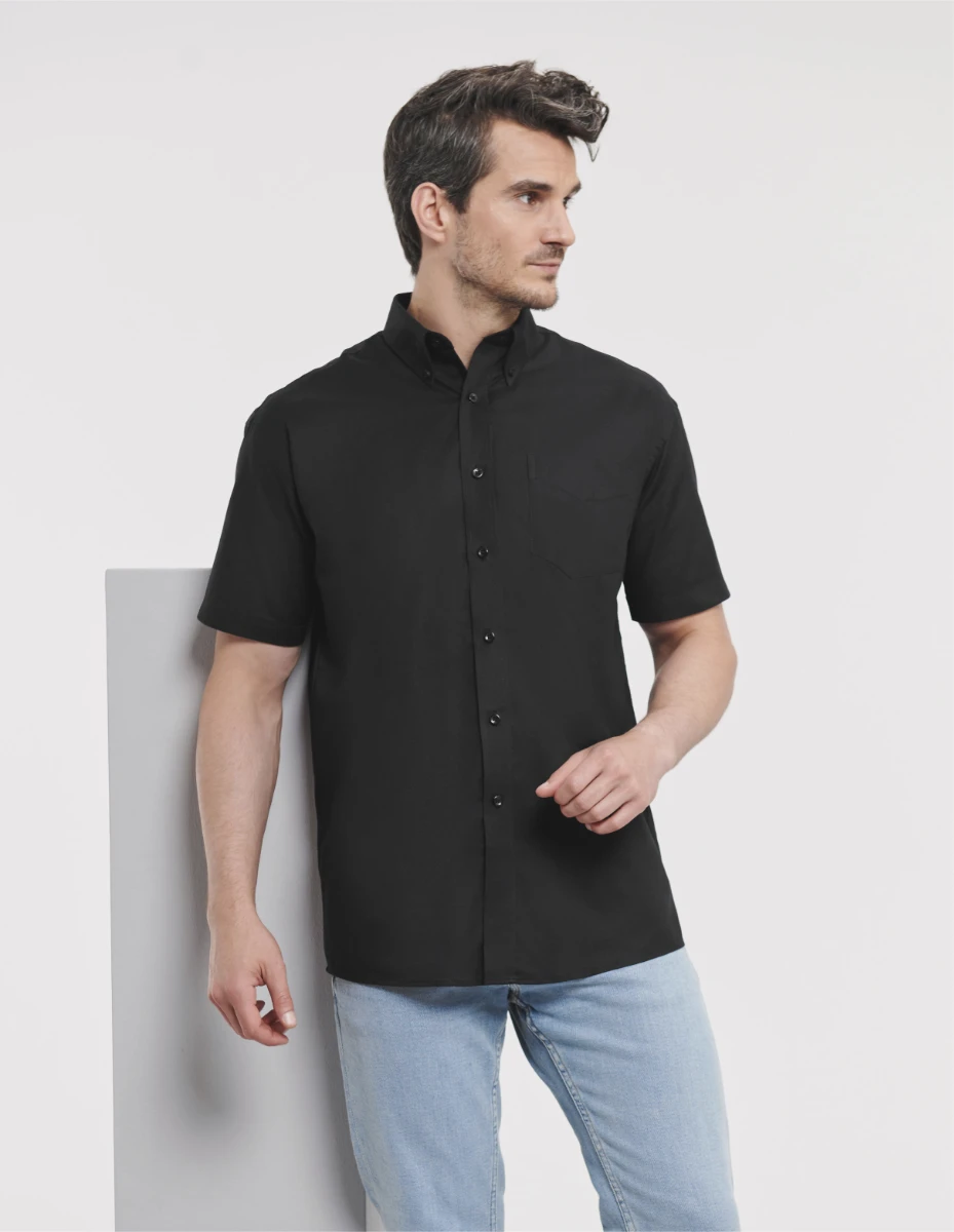 Russell Mens Short Sleeve Oxford Shirt