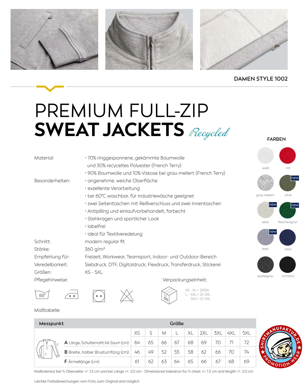 HRM 1002 info-sheet, sweat-jacket